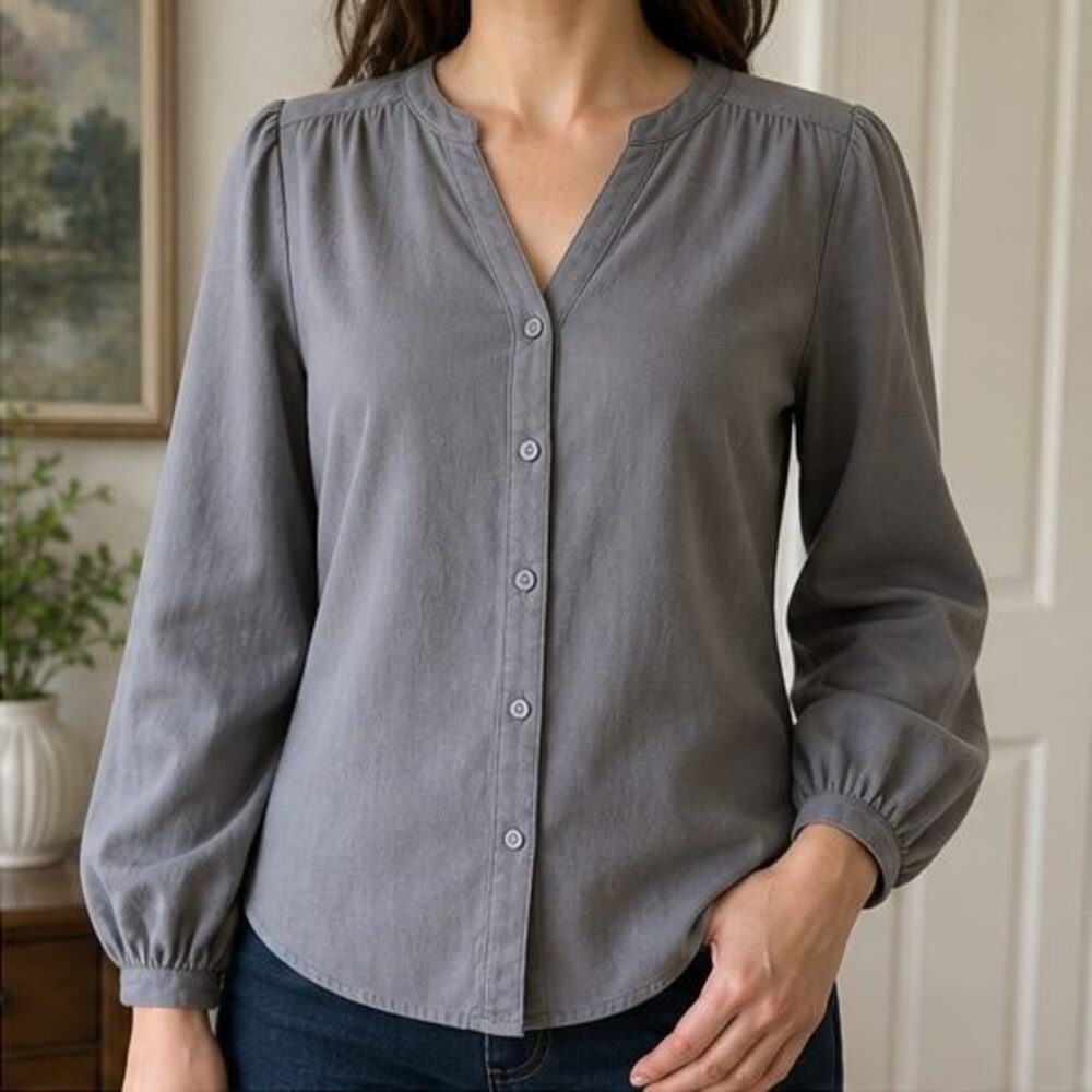 Gray Ruffle Blouse - Picture 2 of 6